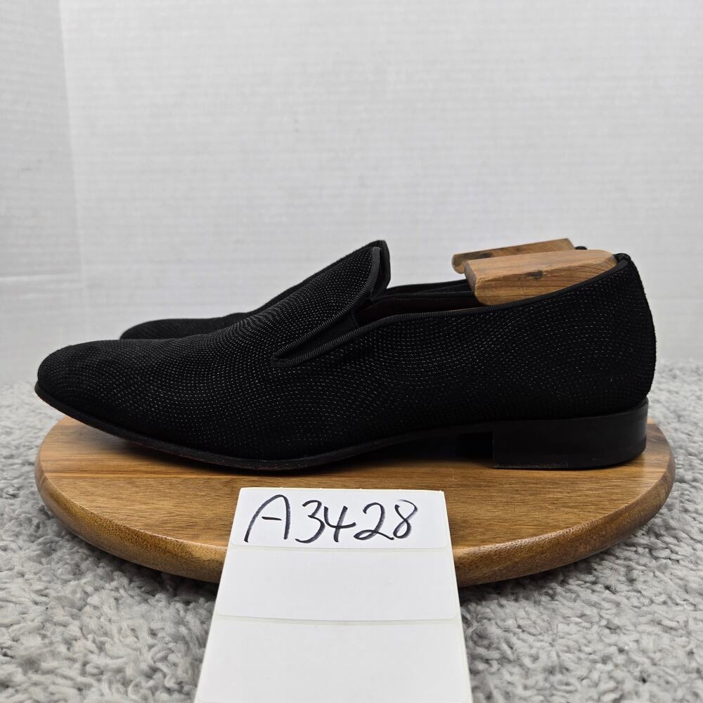 Mezlan Mens 11.5 Crespi Beaded Black Business Casual Daily Slip On Custom Loafer